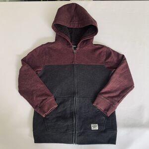 OshKosh Jacket Youth 10 Burgundy Gray Fleece Lined Zip Casual School Outdoor
